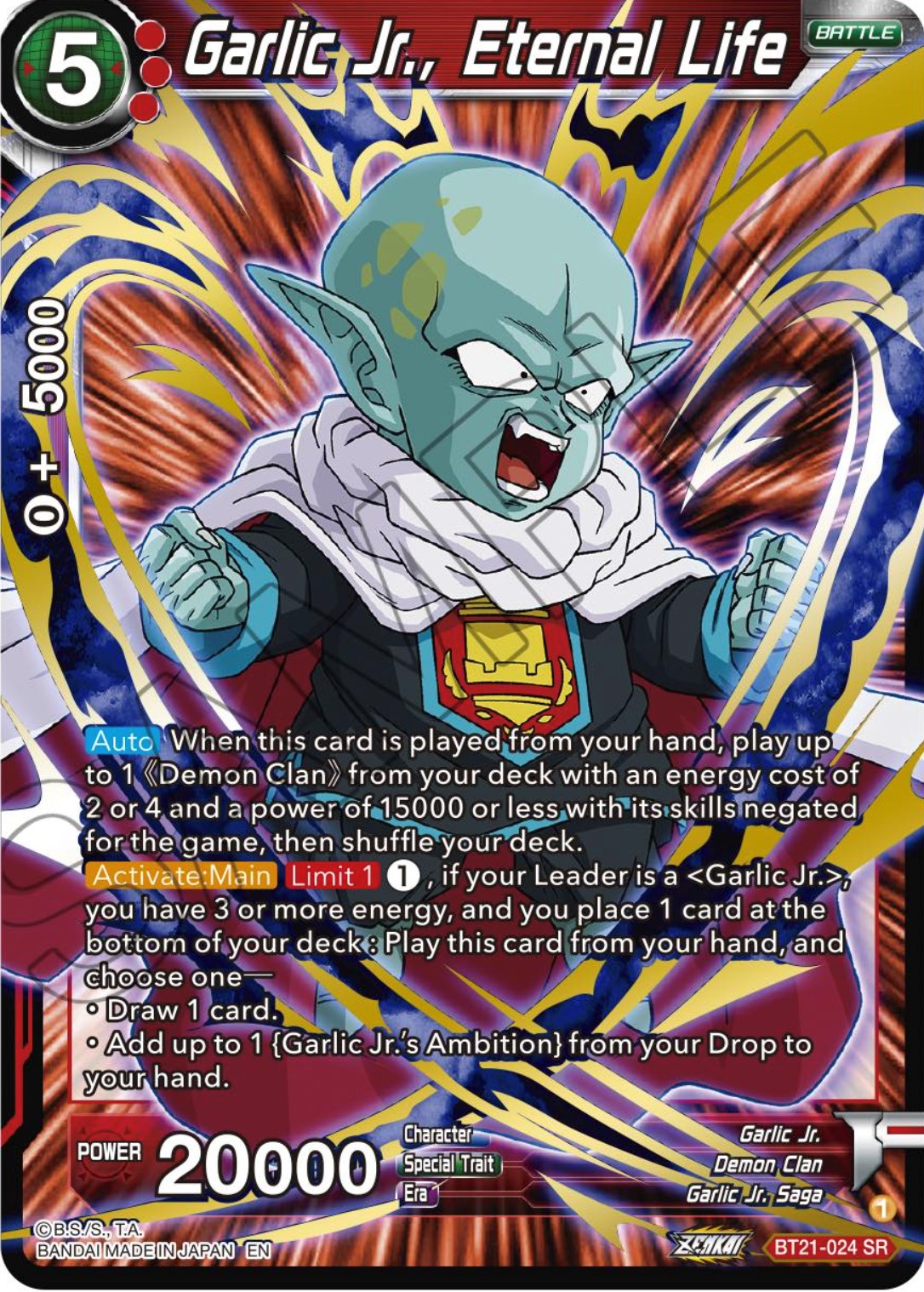 Garlic Jr., Eternal Life (BT21-024) [Wild Resurgence] | Odin's Place