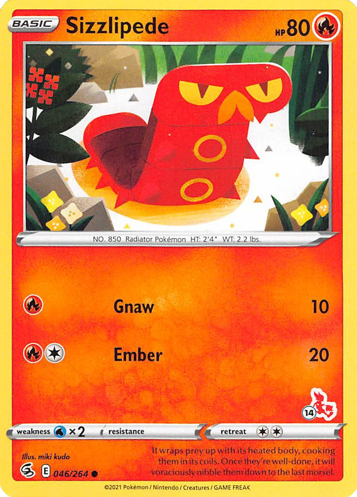 Sizzlipede (046/264) (Cinderace Stamp #14) [Battle Academy 2022] | Odin's Place