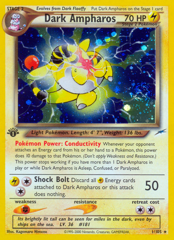 Dark Ampharos (1/105) [Neo Destiny 1st Edition] | Odin's Place