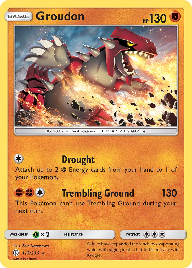 Groudon (113/236) (Cracked Ice Holo) (Theme Deck Exclusive) [Sun & Moon: Cosmic Eclipse] | Odin's Place