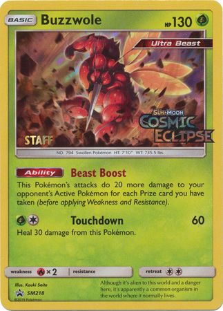Buzzwole (SM218) (Staff Prerelease Promo) [Sun & Moon: Black Star Promos] | Odin's Place