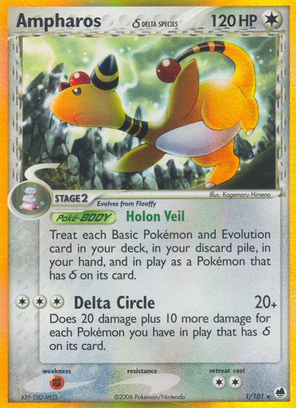 Ampharos (1/101) (Delta Species) [EX: Dragon Frontiers] | Odin's Place