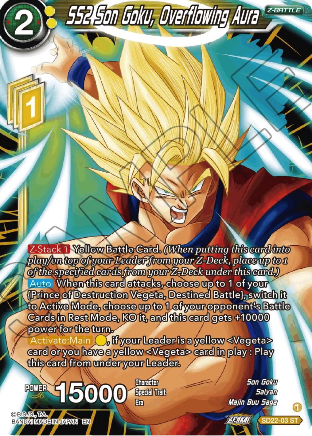SS2 Son Goku, Overflowing Aura (Starter Deck Exclusive) (SD22-03) [Power Absorbed] | Odin's Place