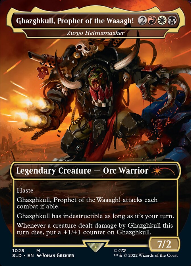 Ghazghkull, Prophet of the Waaagh! - Zurgo Helmsmasher (Borderless) [Secret Lair Drop Series] | Odin's Place