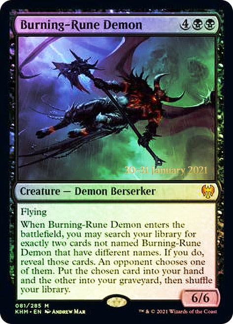 Burning-Rune Demon [Kaldheim Prerelease Promos] | Odin's Place