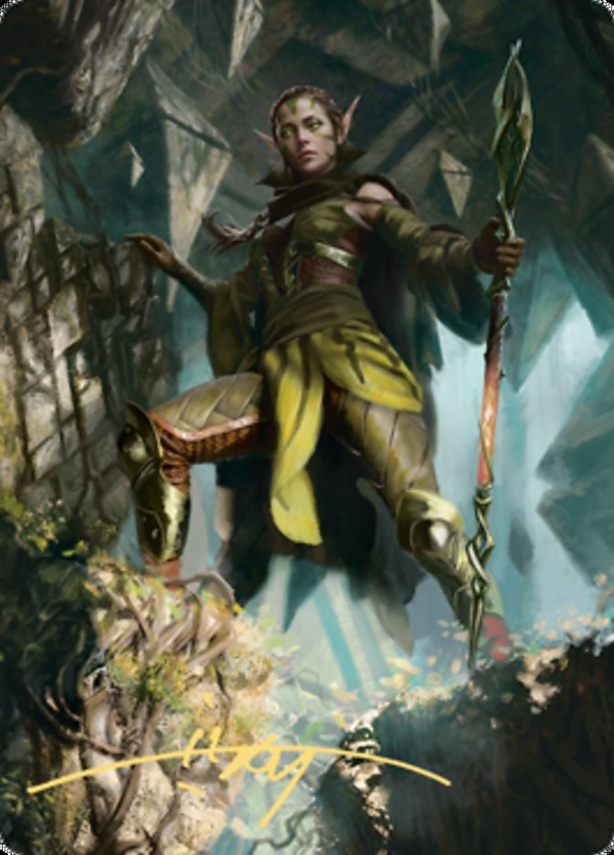 Nissa of Shadowed Boughs 1 Art Card (Gold-Stamped Signature) [Zendikar Rising Art Series] | Odin's Place