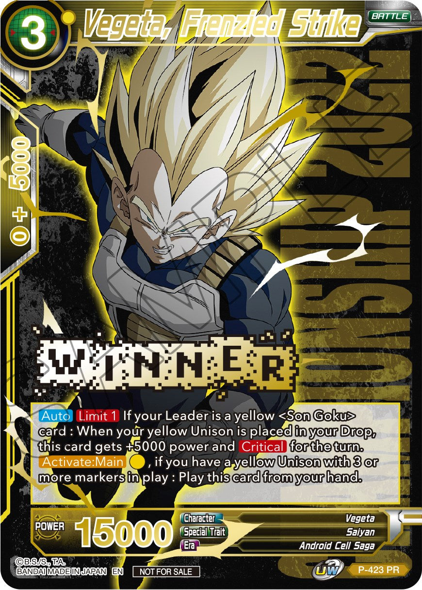 Vegeta, Frenzied Strike (Championship Pack 2022 Vol.2) (Winner Gold Stamped) (P-423) [Promotion Cards] | Odin's Place