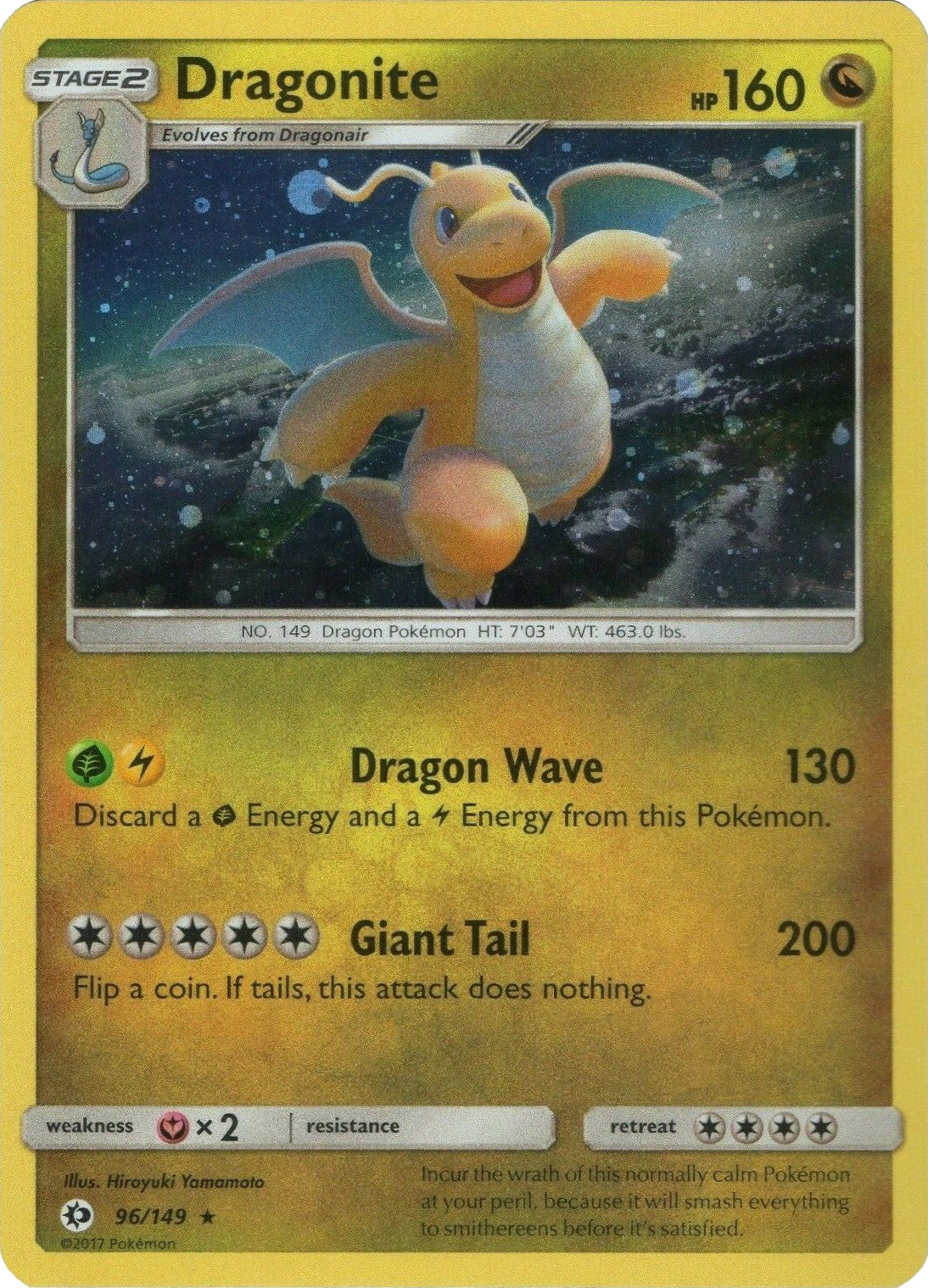 Dragonite (96/149) (Cosmos Holo) [Sun & Moon: Base Set] | Odin's Place