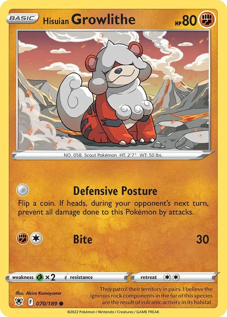 Hisuian Growlithe (070/189) (Theme Deck Exclusive) [Sword & Shield: Astral Radiance] | Odin's Place