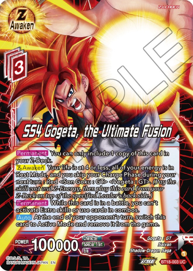 SS4 Gogeta, the Ultimate Fusion (BT18-003) [Dawn of the Z-Legends] | Odin's Place