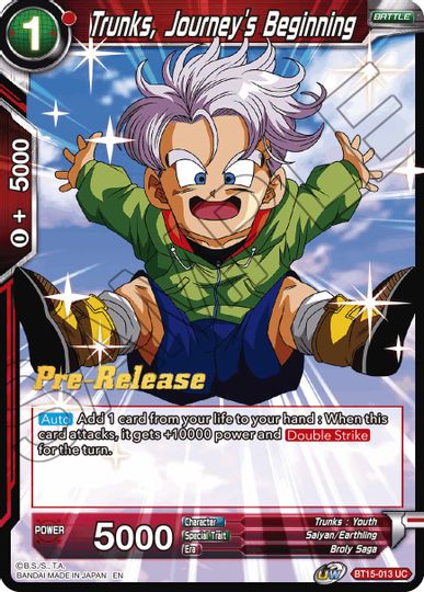 Trunks, Journey's Beginning (BT15-013) [Saiyan Showdown Prerelease Promos] | Odin's Place