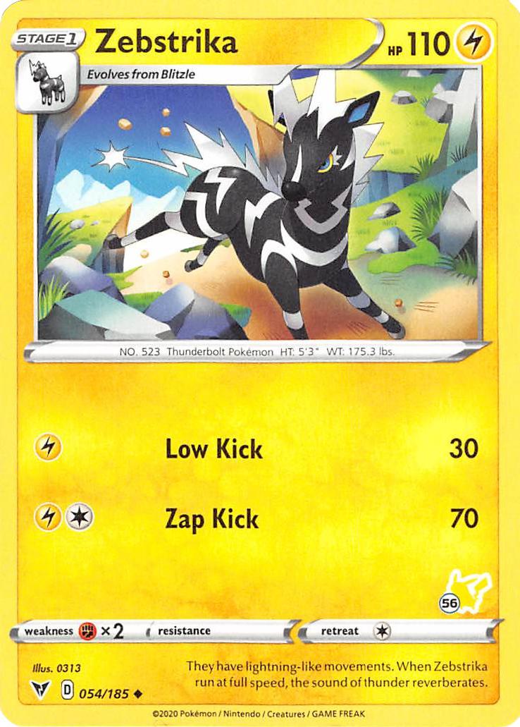 Zebstrika (054/185) (Pikachu Stamp #56) [Battle Academy 2022] | Odin's Place