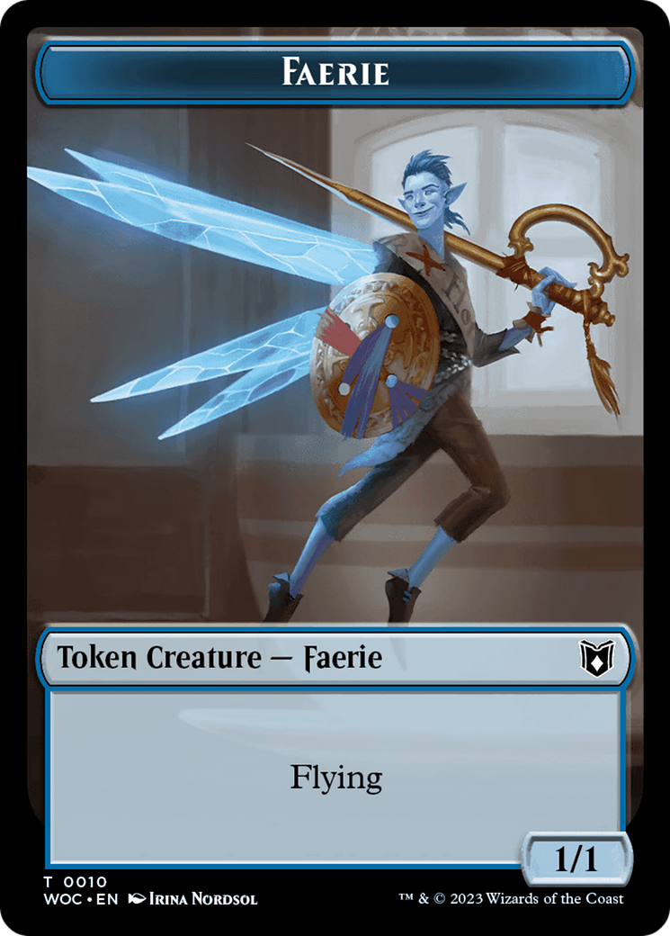 Faerie // Saproling Double-Sided Token [Wilds of Eldraine Commander Tokens] | Odin's Place
