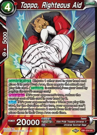 Toppo, Righteous Aid (DB1-014) [Mythic Booster] | Odin's Place