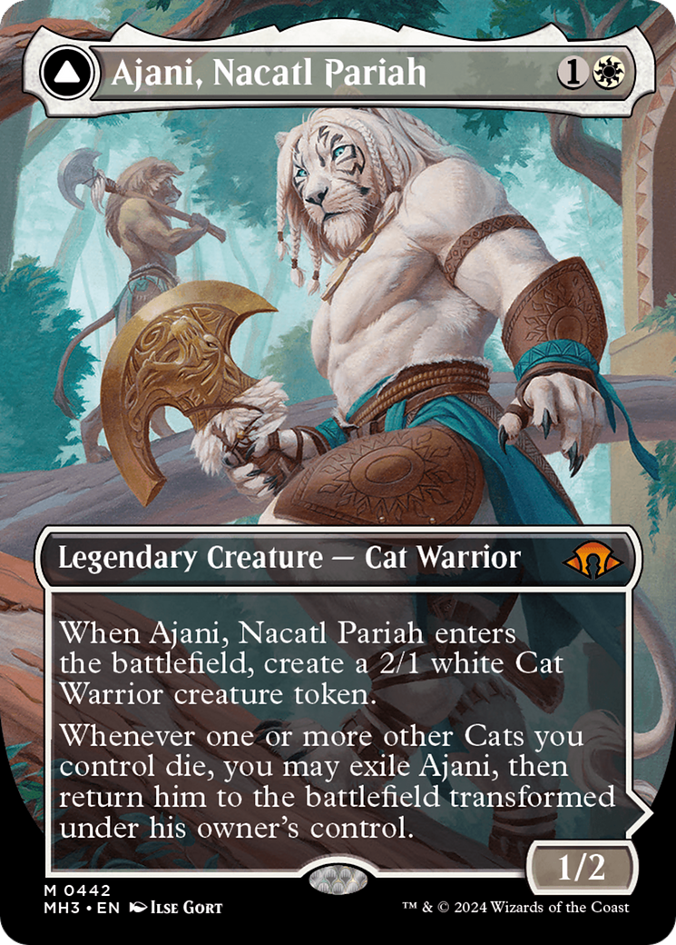 Ajani, Nacatl Pariah // Ajani, Nacatl Avenger (Borderless) [Modern Horizons 3] | Odin's Place