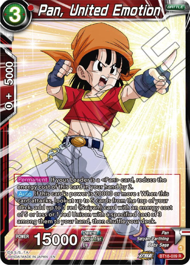 Pan, United Emotion (BT18-009) [Dawn of the Z-Legends] | Odin's Place