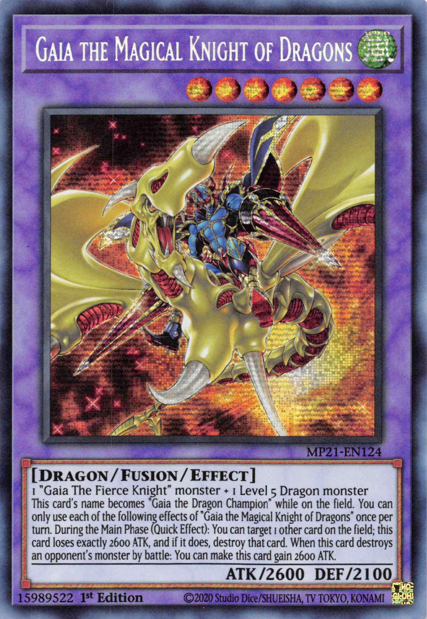 Gaia the Magical Knight of Dragons [MP21-EN124] Prismatic Secret Rare | Odin's Place