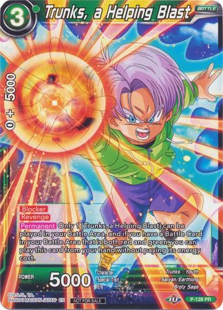 Trunks, a Helping Blast (Shop Tournament: Assault of Saiyans) (P-128) [Promotion Cards] | Odin's Place