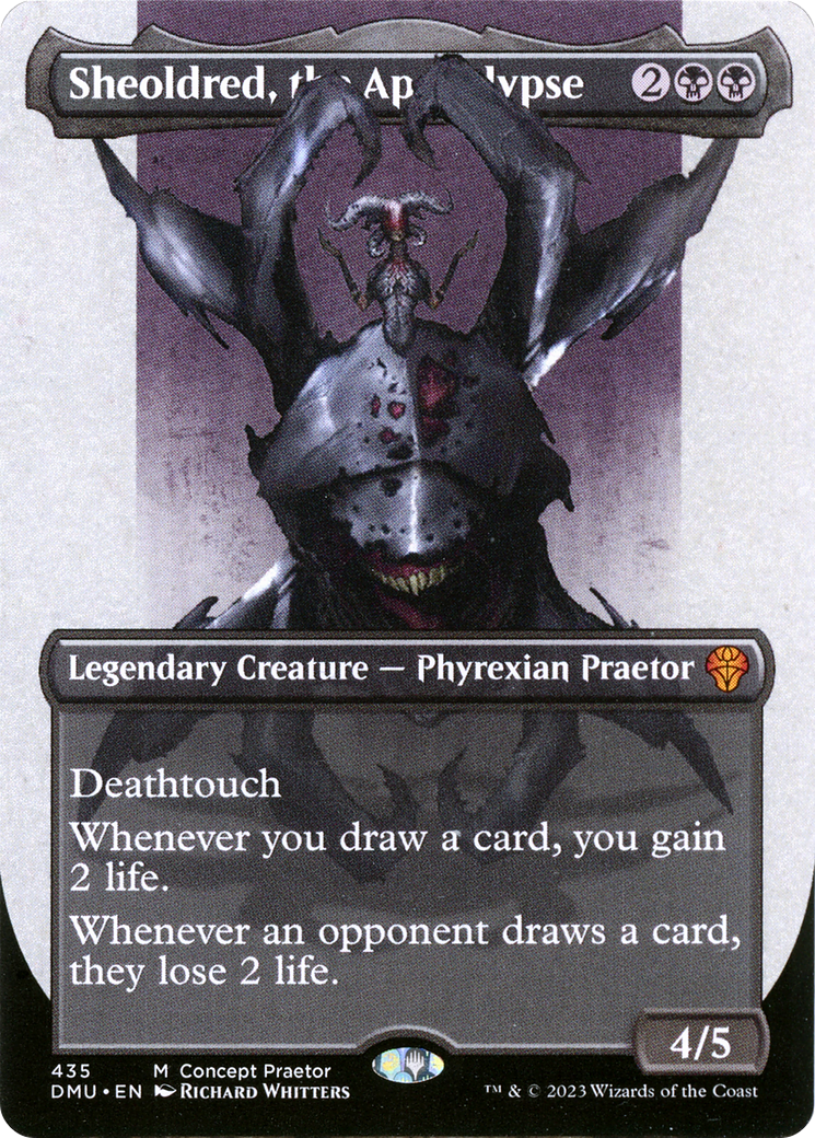 Sheoldred, the Apocalypse (Borderless Concept Praetors) [Phyrexia: All Will Be One] | Odin's Place