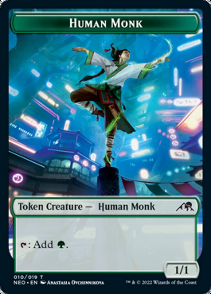 Spirit (002) // Human Monk Double-Sided Token [Kamigawa: Neon Dynasty Tokens] | Odin's Place