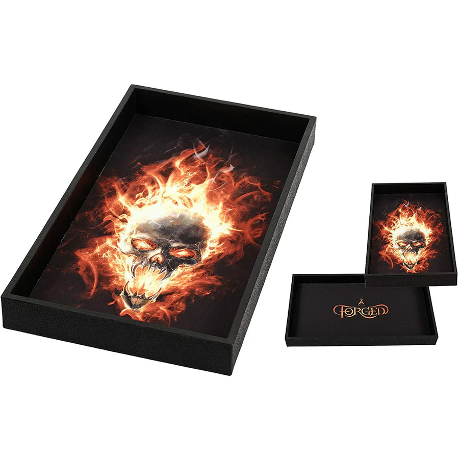 Forged Gaming Skull Fire Dice Tray 14" | Odin's Place