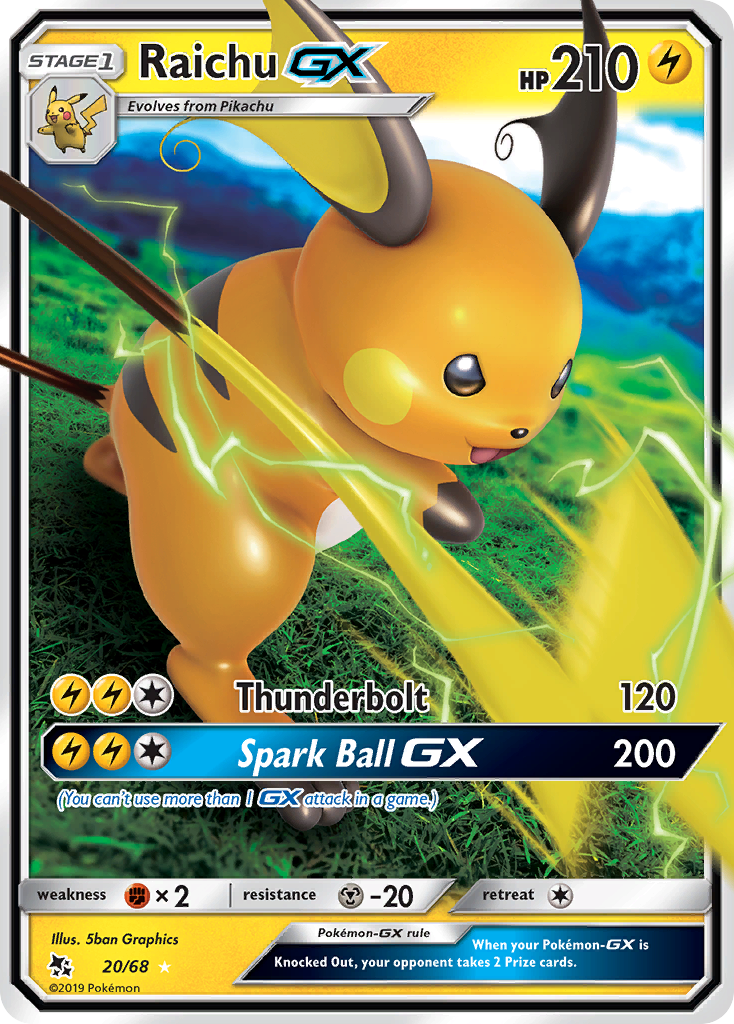 Raichu GX (20/68) [Sun & Moon: Hidden Fates] | Odin's Place