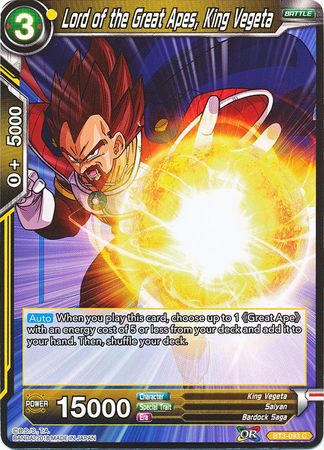 Lord of the Great Apes, King Vegeta (BT3-093) [Cross Worlds] | Odin's Place