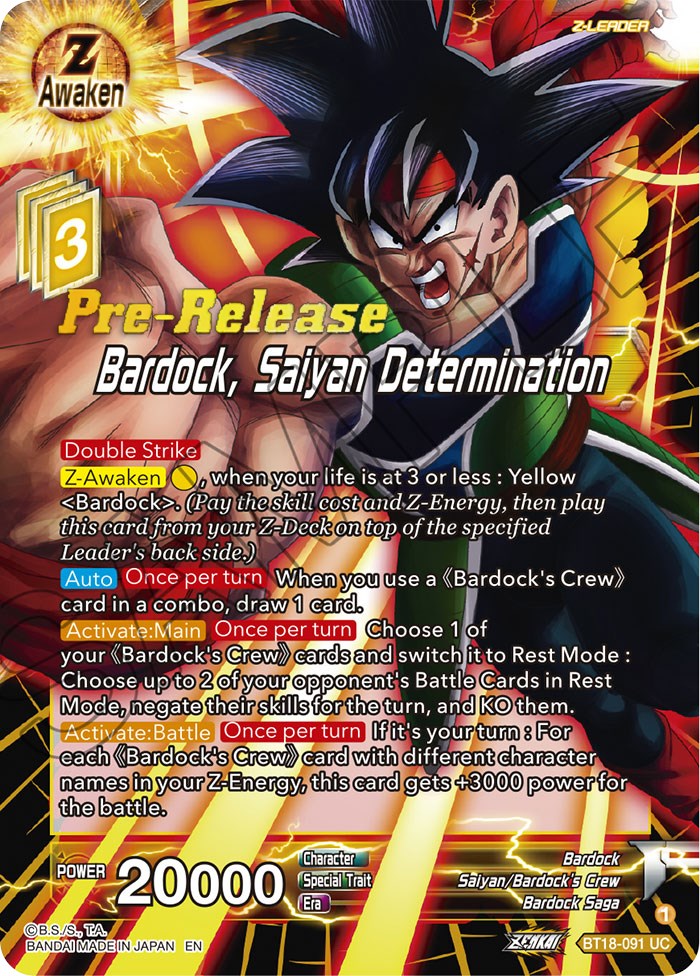 Bardock, Saiyan Determination (BT18-091) [Dawn of the Z-Legends Prerelease Promos] | Odin's Place