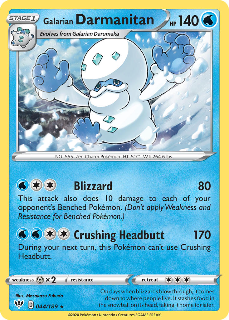 Galarian Darmanitan (044/189) (Cracked Ice Holo) (Theme Deck Exclusive) [Sword & Shield: Darkness Ablaze] | Odin's Place