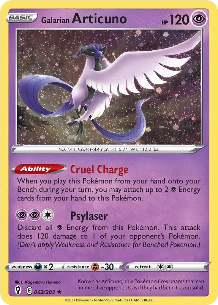 Galarian Articuno (063/203) (Cosmos Holo) [Sword & Shield: Evolving Skies] | Odin's Place