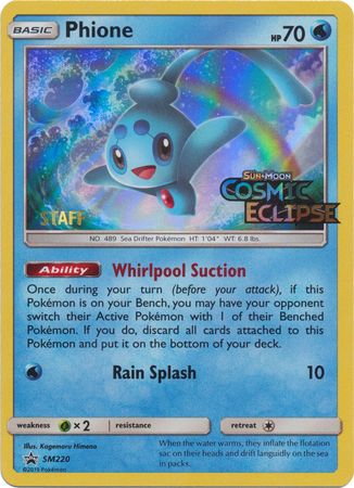 Phione (SM220) (Staff Prerelease Promo) [Sun & Moon: Black Star Promos] | Odin's Place