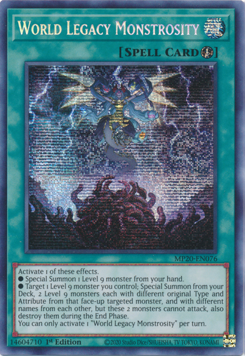 World Legacy Monstrosity [MP20-EN076] Prismatic Secret Rare | Odin's Place