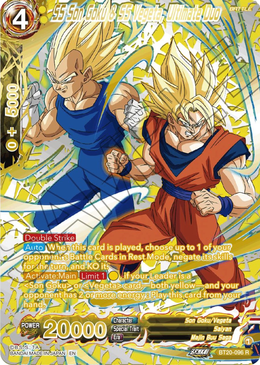 SS Son Goku & SS Vegeta, Ultimate Duo (Gold-Stamped) (BT20-096) [Power Absorbed] | Odin's Place