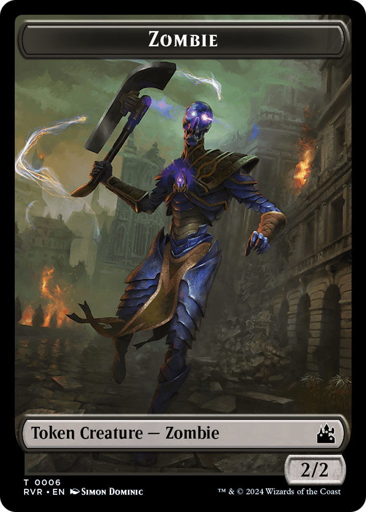 Elf Knight // Zombie Double-Sided Token [Ravnica Remastered Tokens] | Odin's Place