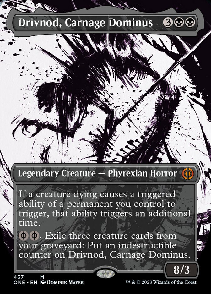 Drivnod, Carnage Dominus (Borderless Ichor Step-and-Compleat Foil) [Phyrexia: All Will Be One] | Odin's Place