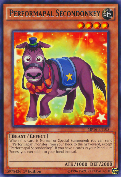 Performapal Secondonkey [MP16-EN105] Rare | Odin's Place