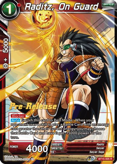 Raditz, On Guard (BT15-005) [Saiyan Showdown Prerelease Promos] | Odin's Place