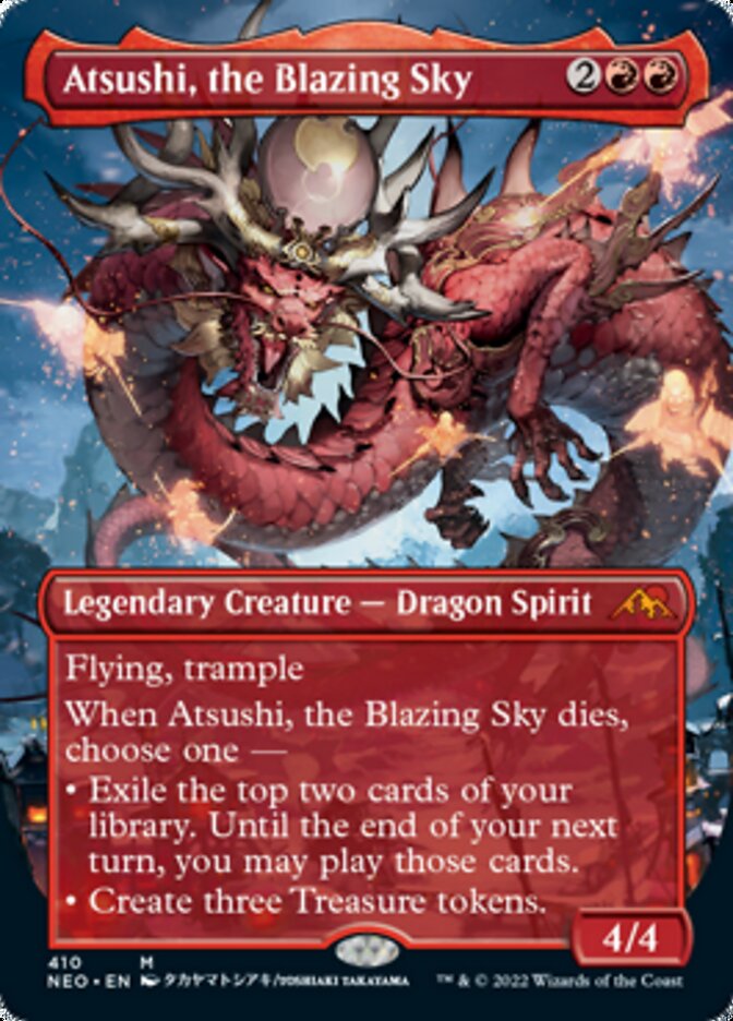 Atsushi, the Blazing Sky (Borderless Alternate Art) [Kamigawa: Neon Dynasty] | Odin's Place