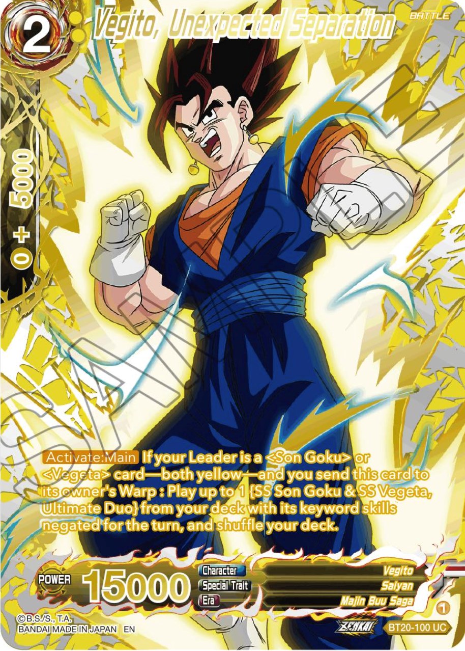 Vegito, Unexpected Separation (Gold-Stamped) (BT20-100) [Power Absorbed] | Odin's Place