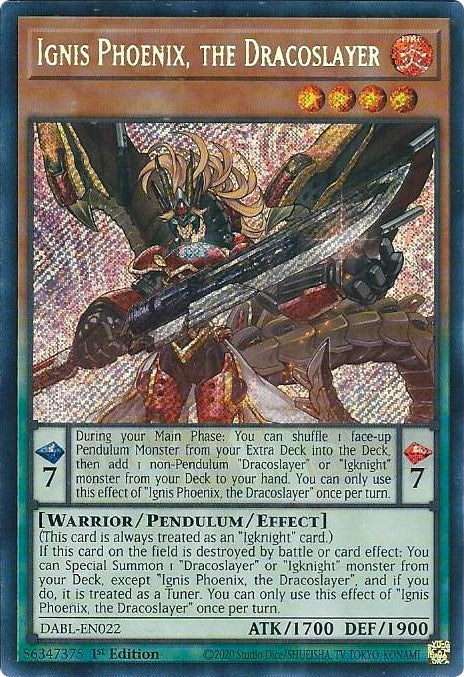 Ignis Phoenix, the Dracoslayer [DABL-EN022] Secret Rare | Odin's Place