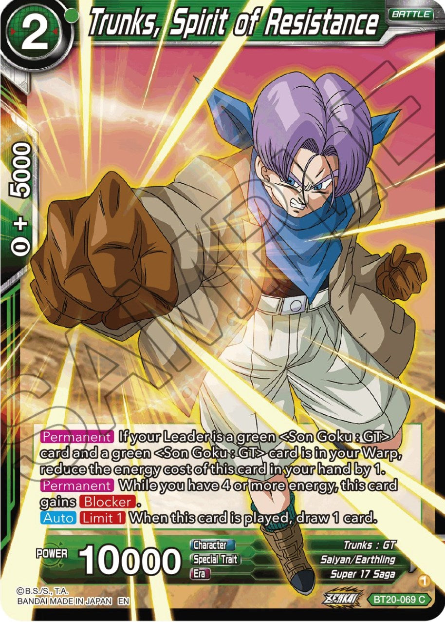 Trunks, Spirit of Resistance (BT20-069) [Power Absorbed] | Odin's Place