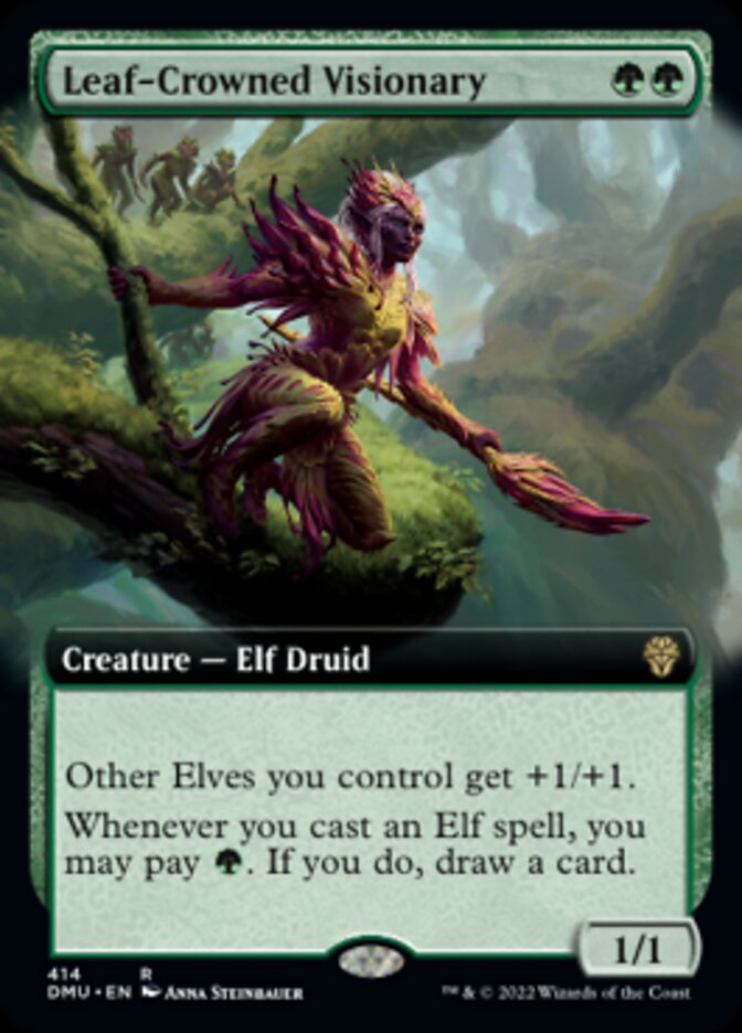 Leaf-Crowned Visionary (Extended Art) [Dominaria United] | Odin's Place
