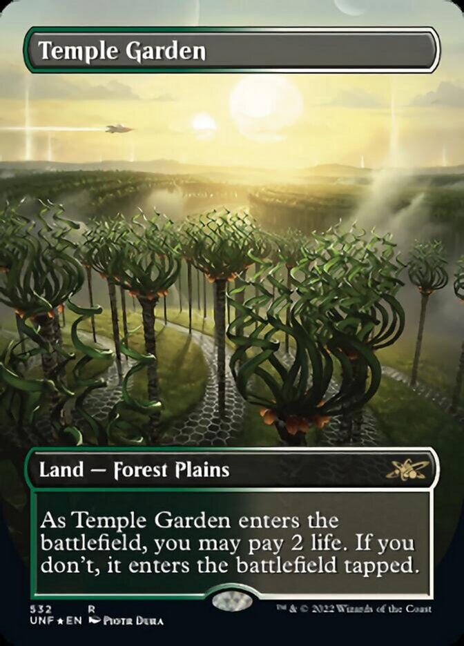 Temple Garden (Borderless) (Galaxy Foil) [Unfinity] | Odin's Place