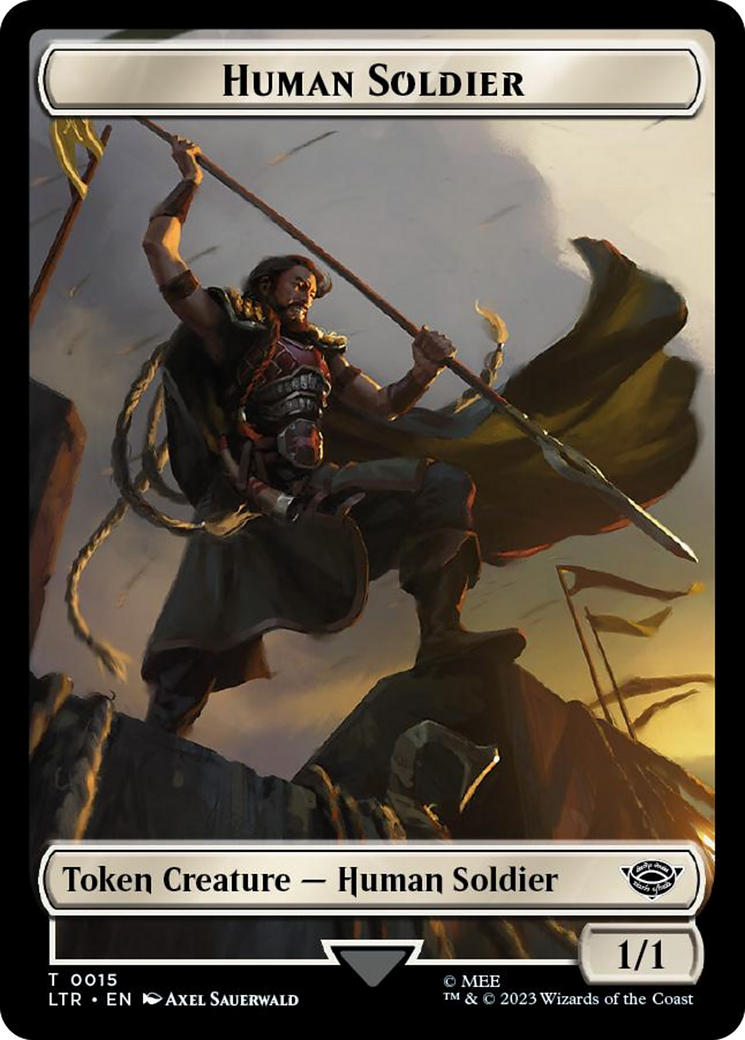 Human Soldier (0015) // Food (0023) Double-Sided Token (Surge Foil) [The Lord of the Rings: Tales of Middle-Earth Tokens] | Odin's Place