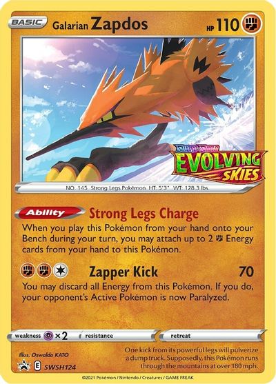 Galarian Zapdos (SWSH124) (Prerelease Promo) [Sword & Shield: Black Star Promos] | Odin's Place