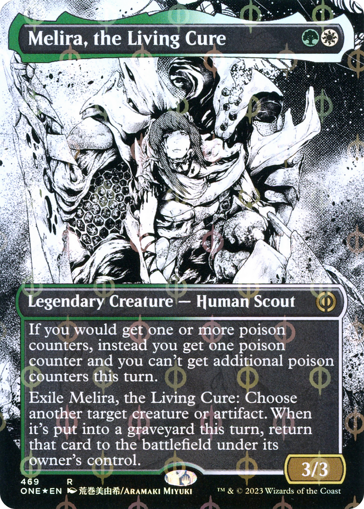 Melira, the Living Cure (Borderless Manga Step-and-Compleat Foil) [Phyrexia: All Will Be One] | Odin's Place
