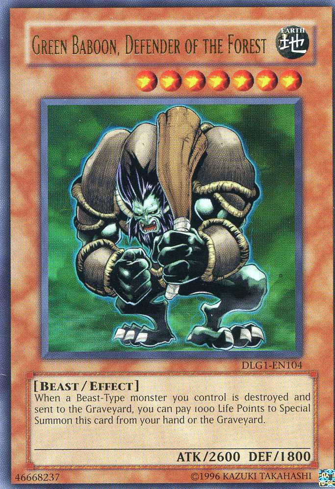 Green Baboon, Defender of the Forest [DLG1-EN104] Ultra Rare | Odin's Place