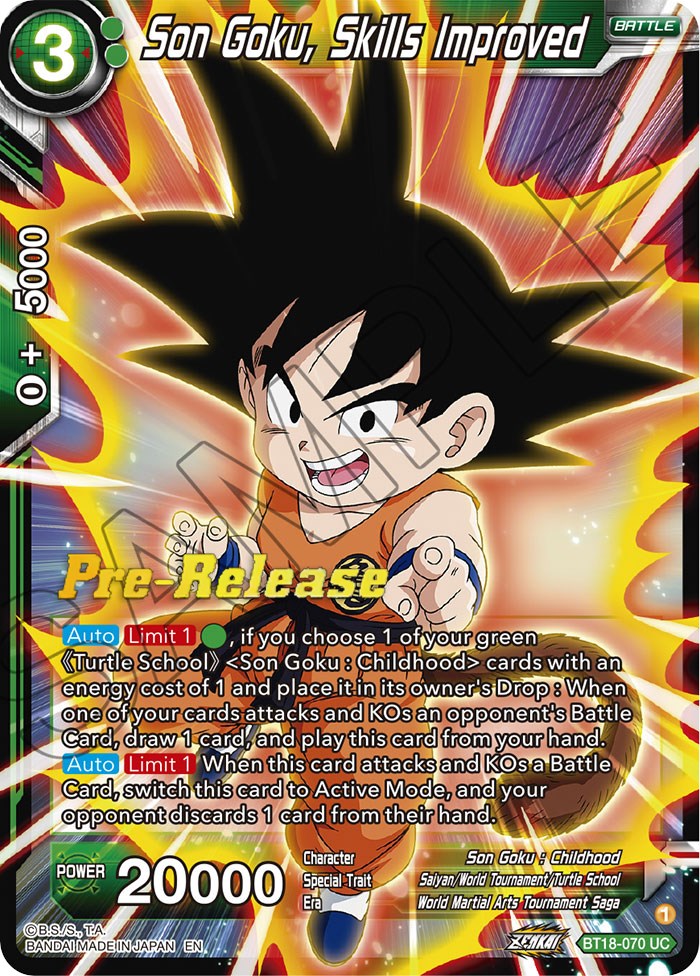 Son Goku, Skills Improved (BT18-070) [Dawn of the Z-Legends Prerelease Promos] | Odin's Place