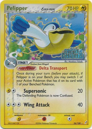 Pelipper (26/100) (Delta Species) (Stamped) [EX: Crystal Guardians] | Odin's Place