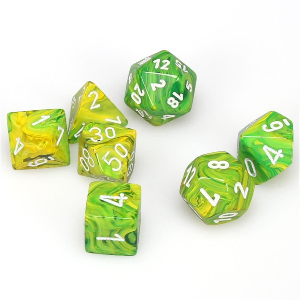 Chessex Dandelion and White Poly 7 Set | Odin's Place